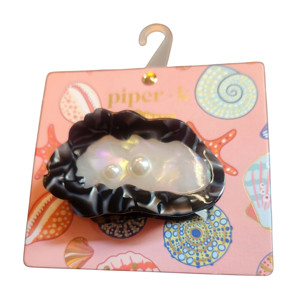 Piper K Oyster with Faux Pearls Ocean Theme Hair Clip - Picture 2 of 2